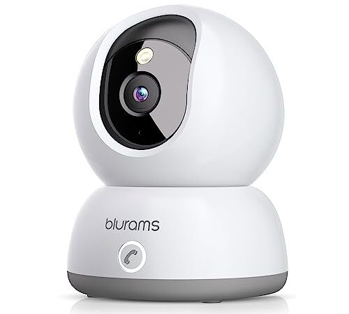 blurams Telecamere Wifi Interne 2K,Videocamera Sorveglianza Interno Wifi,Telecamere per Cani/Casa/Bambini,Visione Notturna a Colori,One-Touch Call,Allarme,Rotazione a 360° (2.4GHz Wi-Fi)