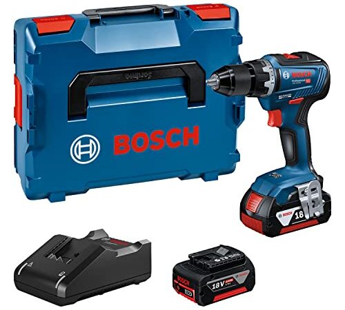 Bosch Professional GSR 18V-55 - Avvitatore a batteria (2 batterie da 4,0 Ah, sistema da 18 Volt, coppia massima: 55 Nm, in L-Boxx