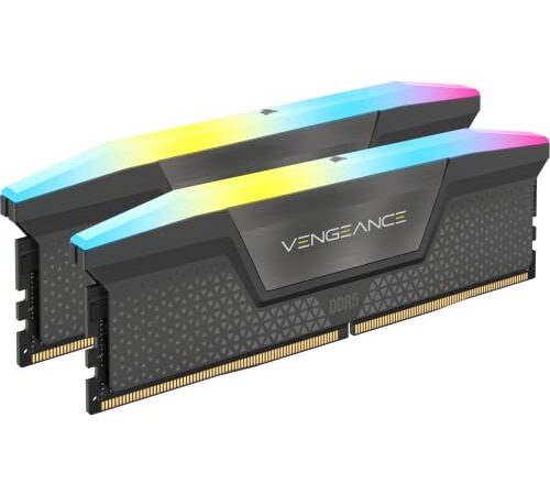 CORSAIR VENGEANCE RGB DDR5 RAM 32GB (2x16GB) 6000MHz CL30 AMD EXPO Compatibile iCUE Memoria per Computer - Grigio (CMH32GX5M2B6000Z30K)