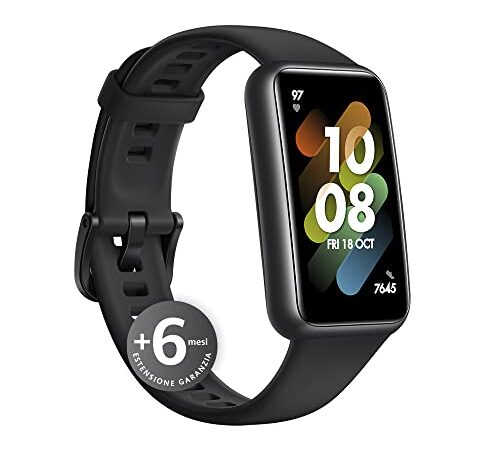 HUAWEI Band 7 Orologio Smart, Design ultra-sottile, Monitoraggio SpO2 continuo, Autonomia 14 giorni, Notifiche, Monitoraggio della salute, sonno e stress 24h, 96 modalità di allenamento, 5ATM, Nero