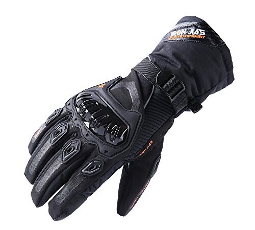 IRON JIA'S Guanti Moto Invernali, Guanti da Moto Uomo Donna Impermeabili Touch Screen Antivento Antiscivolo Guanti per Motociclista (Nero, L)