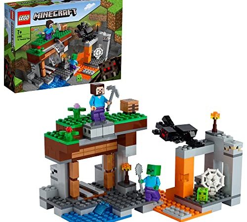 LEGO 21166 Minecraft La miniera abbandonata, modello da costruire con i personaggi di Steve, Zombie, Spider e Slime, giochi per ragazzi e ragazze, colore menta, taglia unica