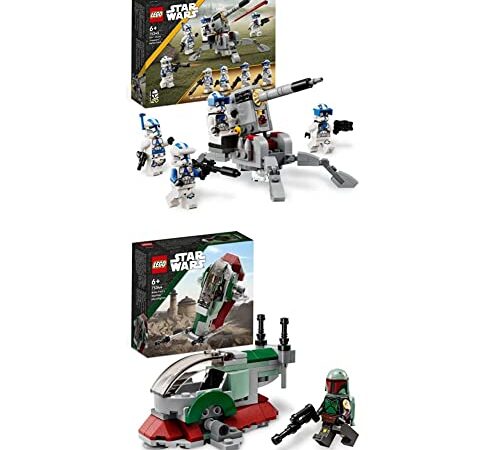 LEGO 75345 Star Wars Battle Pack Clone Troopers Legione 501, Modellino da Costruire & 75344 Star Wars Astronave di Boba Fett Microfighter Giocattolo, Modellino da Costruire set Mandaloriano