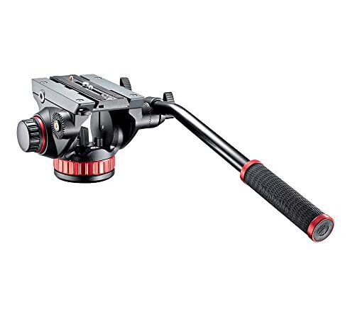 Manfrotto 502 Testa Video in Alluminio con Base Piatta, Controbilanciamento Fisso, Attacco Easy-Link, per Foto/Videocamere Compatte fino a 7kg, MVH502AH