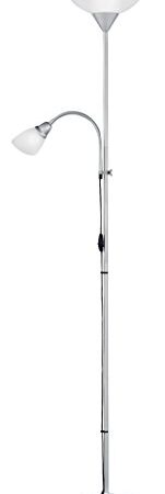 Reality Leuchten Reality R4393-87 Erzwo Piantana, 1xE27 150 W/1xE14 40 W LED, Titanio/Bianco, 180 cm E27, 1 Unità (Confezione da 1)