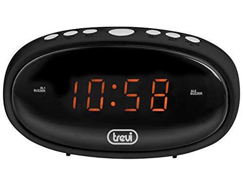 Trevi EC 880 Orologio Digitale con Due Sveglie, Suoneria Elettronica, Funzione Snooze, Funzione Dimmer, Nero