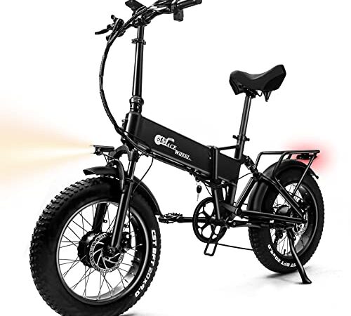 20'' Bici Elettrica Pieghevole, Ebike Elettrica da 2 Potenti Motori (Elevata Accelerazione e Coppia), Batteria Al Litio 17Ah 48V 90KM, Freno Idraulico E Sospensione Completa, Adatto per Montagna