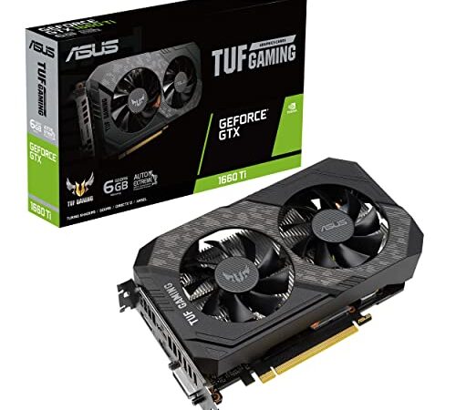 ASUS TUF Gaming 1660Ti EVO Scheda Grafica, 6 GB GDDR6, PCIe 3.0, 2 HDMI 2.0b, 1 DisplayPort 1.4, 1 DVI-D, OpenGL 4.6, NVIDIA G-SYNC, TUF Gaming Alliance, PSU Consigliata 450W, GPU Tweak II, Nero