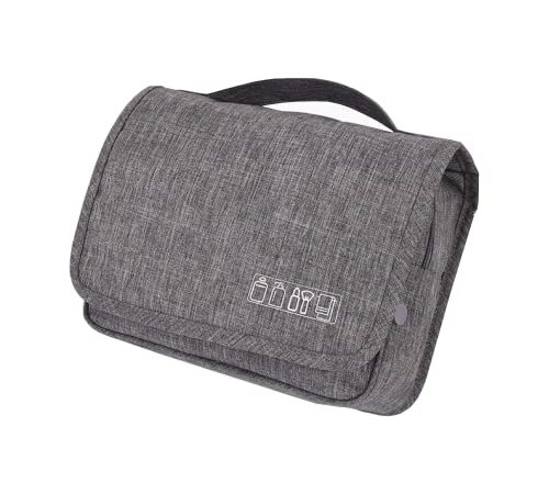 Beauty Case da Viaggio,Borsa da toilette da viaggio sospesa,Multi-compartimenti per Organizzare Oggetti Personali,Gancio in Metallo per Appendere (Grigio)