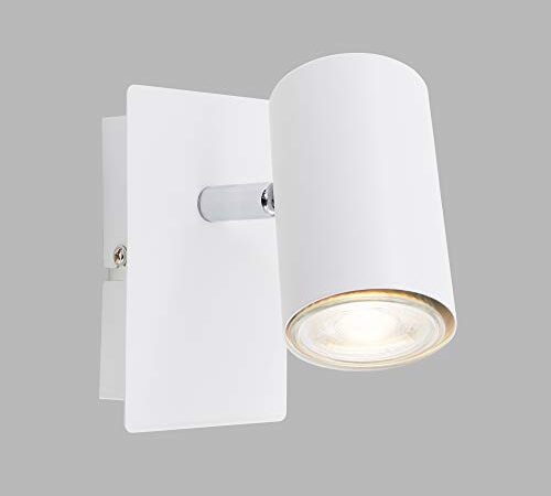 Briloner Leuchten - Faretto da Parete orientabile, compatibile con lampadina GU10 da max. 40 Watt, 1 Punto Luce in Stile Moderno ed Elegante, Lampada da muro per Soggiorno e Camera da letto, Bianco