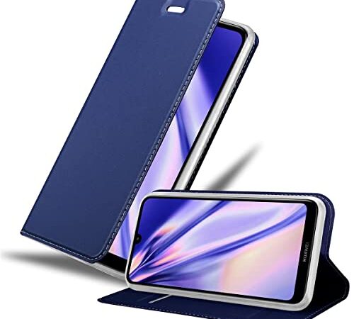 Cadorabo Custodia Libro compatibile con Huawei Y7 2019 / Y7 PRIME 2019 in CLASSY BLU SCURO - con Vani di Carte, Funzione Stand e Chiusura Magnetica - Portafoglio Cover Case Wallet Book Etui Protezione