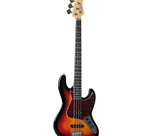 Eko VJB-200 SUNBURST, Basso Elettrico Manico in Acero di Tipo Bolt on Corpo Tiglio, Colore