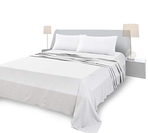 FARFALLAROSSA Lenzuola Matrimoniali Completo, Materiale 100% Puro Cotone, Lenzuola e 2 Federe da Letto, Biancheria da Letto Tinta Unita, bianco