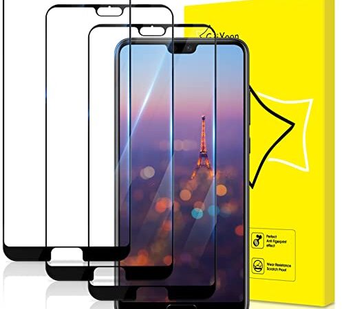 GiiYoon Pellicola Protettiva 3 Pezzi, Vetro Temperato Film Compatible Huawei P20 Pro, Protezione Schermo [Copertura Completa][Durezza 9H] [Anti graffio] [Senza Bolle] [Alta Definizione]