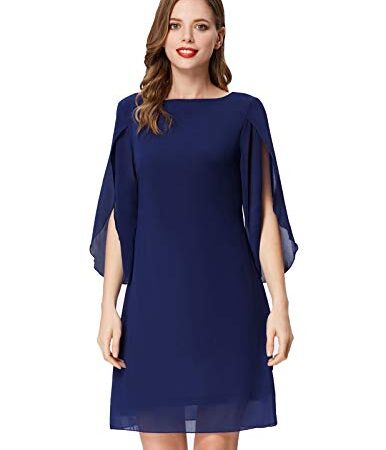 GRACE KARIN Donna Vestito Larga in Chiffon Elegante Maniche Corte Top T-Shirt Scollo Tondo per Estivo Primavera XL CL010888-6