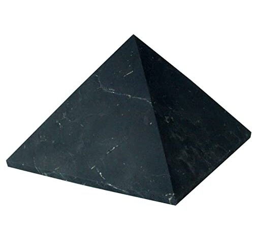 Heka Naturals Piramide di Shungite non Lucidata Cristallo di Pietra Nera | 8 cm - Pietra di Shungite Decorativa per la Scrivania, per la casa o l'ufficio - Pietre Chakra, Cristalli di guarigione