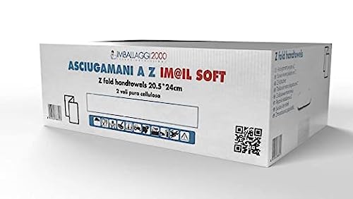 Imballaggi2000 - Asciugamani Monouso di Carta per mani - Asciugamani Carta Piegati a Z per Dispenser - 1 Confezione da 3000 Pezzi di Salviette Monouso per mani