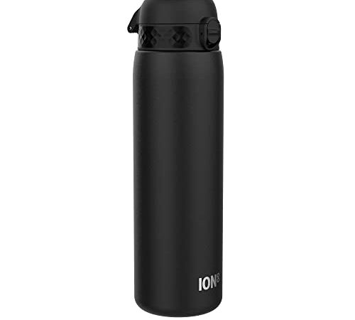 Ion8 Borraccia a prova di perdite, 1 litro, isolata sottovuoto, nera, 920 ml