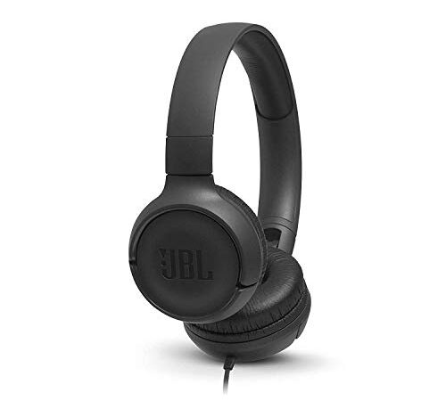 JBL Tune 500 Cuffie Sovraurali – Cuffia On Ear con Microfono e Comando Remoto ad 1 Pulsante, bluetooth, cablato, elimina i rumori, Leggere e Pieghevoli, Da Viaggio, Nero