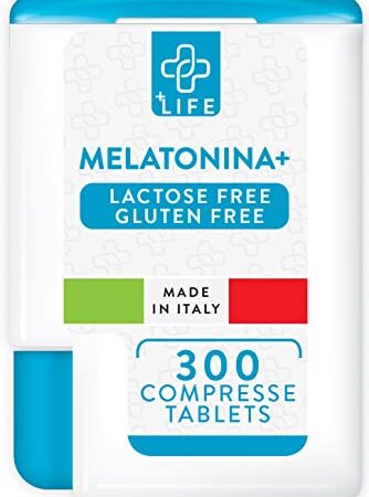 MELATONINA per Dormire PiuLife Pocket® • 300 compresse di Melatonina Pura 1 mg per Dose • Integratori Per Dormire Meglio e Contrastare il Jet Lag come Sonniferi per Dormire Melatonina Sonno