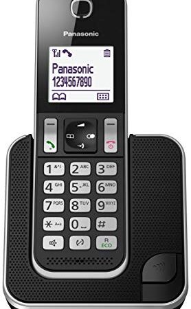 Panasonic KX-TGD320JTB Telefono Cordless DECT con Segreteria Telefonica, Schermo LCD Monocromatico Bianco, Schermo e Tasti Retroilluminati, Suoneria Polifonica, Blocco chiamate Indesiderate, Nero