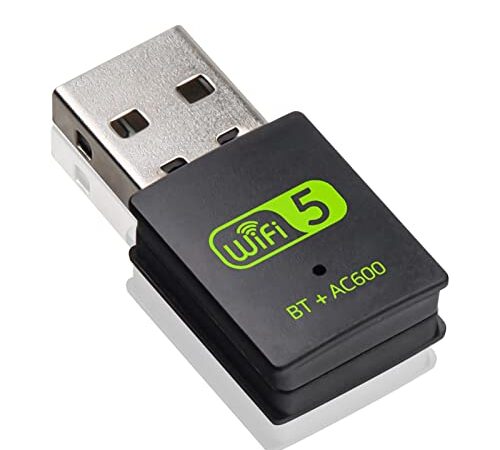 RUIZHI USB WIFI, Adattatore Wifi USB Per PC 600mbps Dual Band 2.4G/5.8GHz, Bluetooth 4.2 Wi-Fi USB Dongle Scheda Bluetooth Per PC Laptop Windows 11/10/8/8.1/7/Xp, Mac 10.9-1015