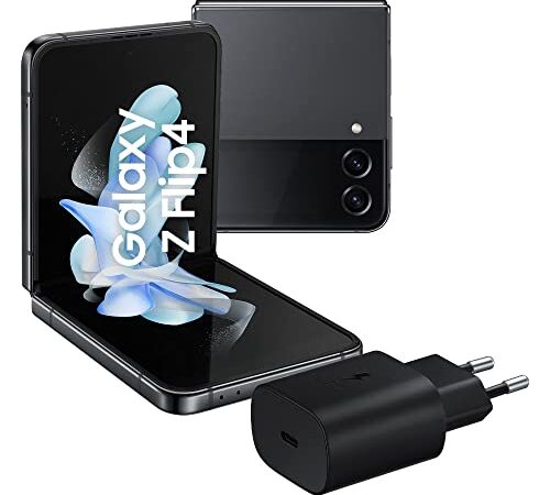 SAMSUNG Galaxy Z Flip4 Smartphone 5G, Caricatore incluso, Sim Free Android Telefono Pieghevole 512GB, Display Display Dynamic AMOLED 2X 6.7”/Super AMOLED 1.9”1,2 Graphite 2022 [Versione Italiana]