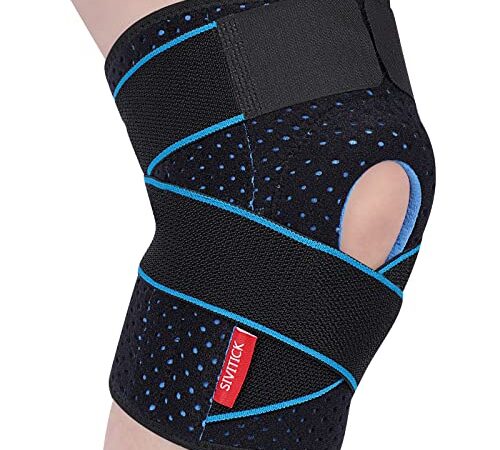 SIVITICK Tutore Ginocchio con Stabilizzatori Laterali Ginocchiera Ortopedica Rotulea Regolabile Supporto Sportiva Neoprene per Legamenti Rotula Menisco Fascia Ginocchio, per Artrite 1 Pezzo