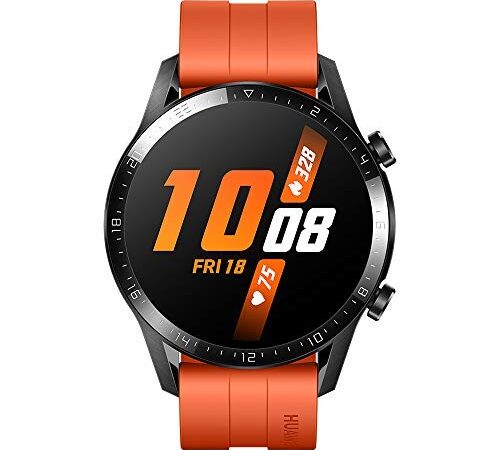 Smartwatch HUAWEI Watch GT 2 (46 mm), durata della batteria fino a 2 settimane, GPS, 15 modalità di allenamento, display del quadrante in vetro 3D, chiamata tramite Bluetooth, Sunset Orange