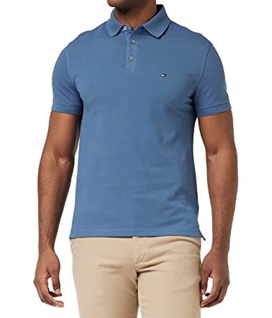 Tommy Hilfiger 1985 SLIM POLO, Maglietta Polo Maniche Corte, Uomo, Blue Coast, M