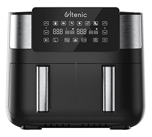 Ultenic K20 Friggitrice ad Aria Senza Olio a Doppio Cestello con 6 Programmi, 7.6 L, 2850W, Antiaderente, Menù Italiano Online, Preriscaldamento, Display Touch a LED