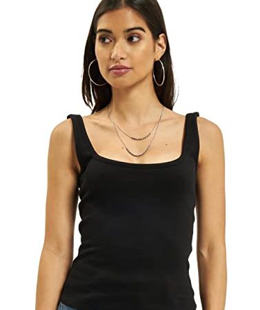 Urban Classics Ladies Wide Neck Top Canottiera Sportiva, Nero (Black 00007), Small Donna