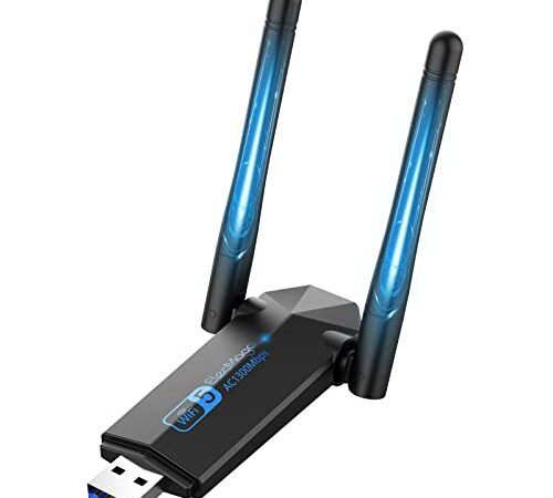 USB Wifi Dongle ElecMoga,5dBi Dual Band 5GHz USB Wifi Computer,1300Mbps USB WI-FI Adapter,Support Windows 11/10/8/7/Vista/XP, Mac OS