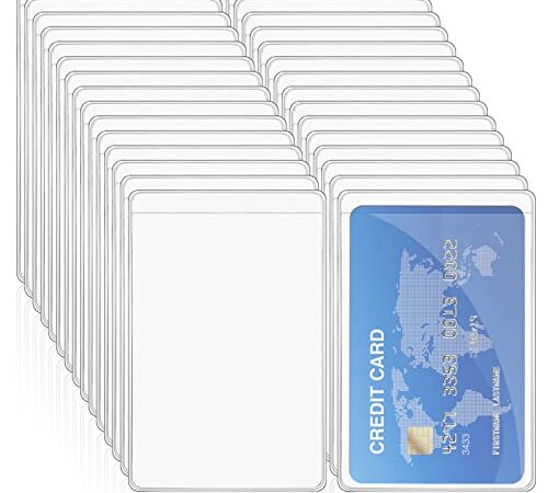 Vicloon Custodie Protettive per Tessere Trasparenti, 30pcs Carta di Credito Biglietto da Visita, Plastica Protezione Della Carta, Porta Carte di Credito Trasparente, Soft Sleeves(Trasparente)