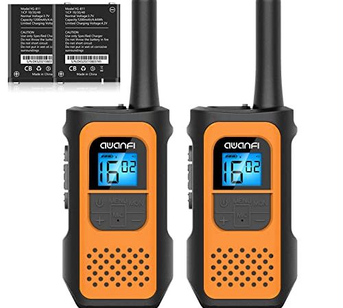 Walkie-talkie, AWANFI Walkie Talkie Ricaricabile, 16 Canali Ricetrasmittenti Portatile per Adulti, 2 Way Radio Lungo Raggio con Batteria,Wolki Toki VOX con Cavo Tpye C, per Campeggio Escursioni (2pz)