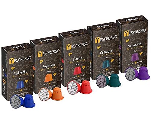 Yespresso Nespresso Compatibili Grand Cru, 5 Miscele Differenti - 100 Capsule