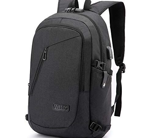 Zaino Antifurto Per PC Portatile, per Laptop, Impermeabile, per Computer 15.6 Pollici, Uomo, con Caricatore USB, Lavoro, Scuola Viaggio,Nero