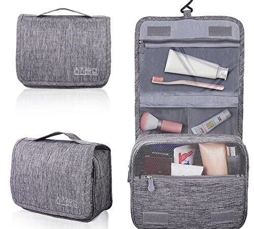 AiQInu Beauty Case da Viaggio, Borsa da toilette da viaggio per Donna Uomo,impermeabile Beauty Case con Gancio per Appendere per Organizzare Oggetti Personali Accessori