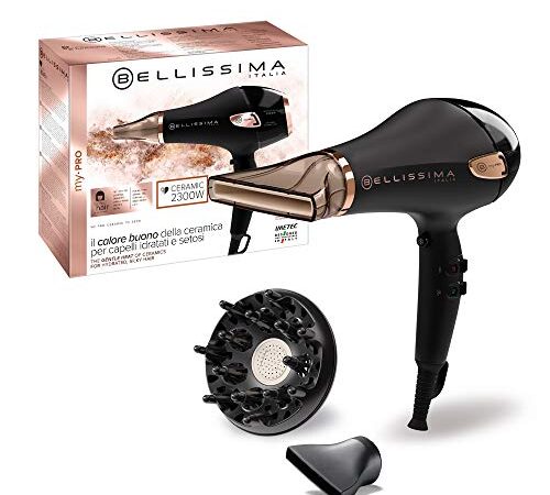 Bellissima My Pro Imetec Ceramic P5 3800 Asciugacapelli Professionale Per Capelli Morbidi e Luminosi, Tecnologia Ceramica, Potenza 2300 W, Ionizzatore, Diffusore e Convogliatore Ceramico