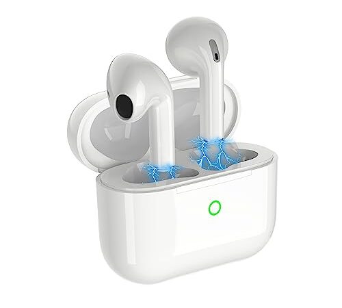 Cuffie Bluetooth 5.3, Cuffie Wireless con Microfono, In Ear Auricolari Bluetooth Riduzione del Rumore, IPX7 Impermeabili con HiFi Stereo Cuffiette, 35 Ore di Riproduzione con Controllo Touch, Bianco