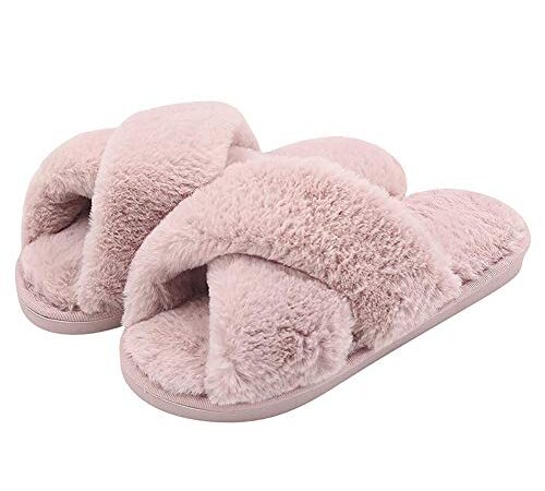 Fadezar Pantofole Peluche Donna Ciabatte da Casa Comode Invernali Moda Scarpe Sandali Slippers Rosa dimensione dell'etichetta 38/39 für EU 37/38