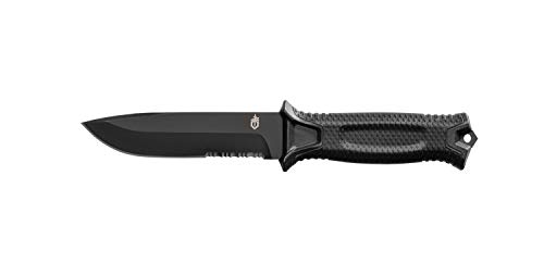 Gerber Coltello semi-seghettato con fodero, Lunghezza lama: 12,2 cm, Strongarm Fixed Blade Survival Knife, Nero, 31-003648