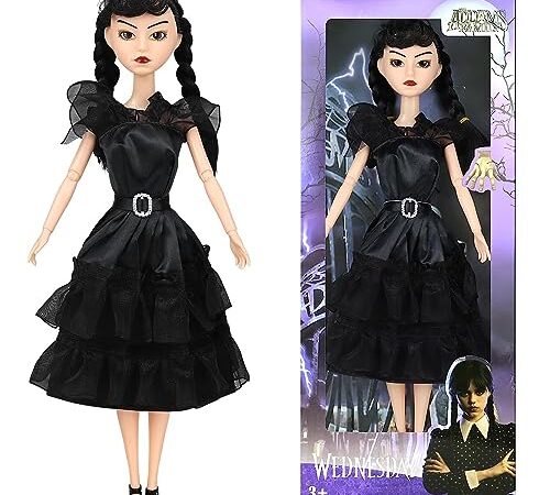 Givenme Wednesday Bambola, Bambola Mercoledì Addams, Bambola Mercoledì, Figure Anime, per Fan Della Bambini Bambino 3+ Regalo di Compleanno, Nero