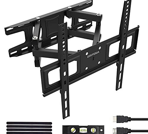 GRIFEMA Supporto Tv Parete 26"a 65" Supporto Da Parete Per Tv a Schermo Con Ruotare e Inclinare Supporto Tv Per Montaggio Su Parete Per Tv Vesa 400X400mm e Carico Massimo 35 Kg, nero