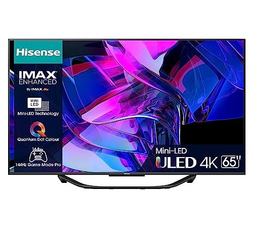 Hisense 65" ULED Mini-LED 4K 2023 65U72KQ, Smart TV VIDAA U7, Dolby Vision IQ, HDR 10+ Adaptive, 144Hz Game Mode PRO, Alexa Built-in, VIDAA Voice, Tuner DVB-T2/S2 HEVC 10, lativù 4K