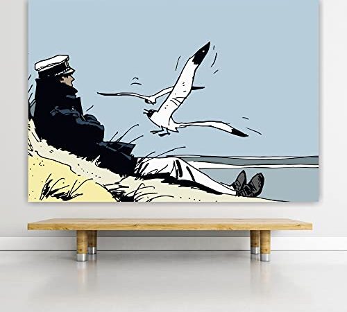 HODE79 HOMEDECOR&DESIGN Quadro Canvas Corto Maltese Mare - Pronto Da Appendere - Kit Montaggio Quadro Incluso - Arredamento Arte per Soggiorno Salotto