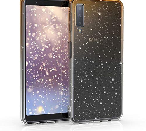 kwmobile Cover compatibile con Samsung Galaxy A7 (2018) - Custodia in TPU silicone per cellulare - Gocce giallo/trasparente