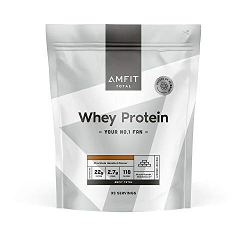 Marchio Amazon - Amfit Nutrition Proteine del Siero di Latte in Polvere, Nocciola e Cioccolato, 33 porzioni, 1 kg (Confezione da 1)