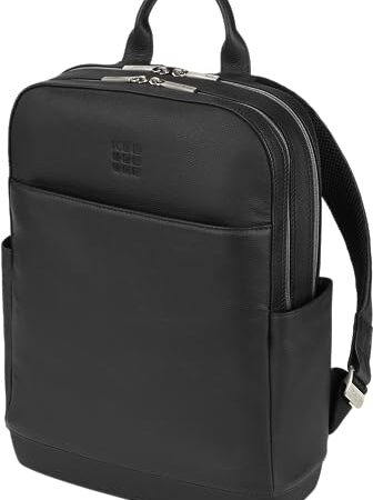 Moleskine - Classic Pro Backpack in Pelle, Zaino Professionale da Ufficio, Zaino Porta Pc per Laptop, iPad, Notebook fino a 15'', Zainetto da Lavoro per Uomo, Dimensioni 43 x 33 x 14 cm, Colore Nero