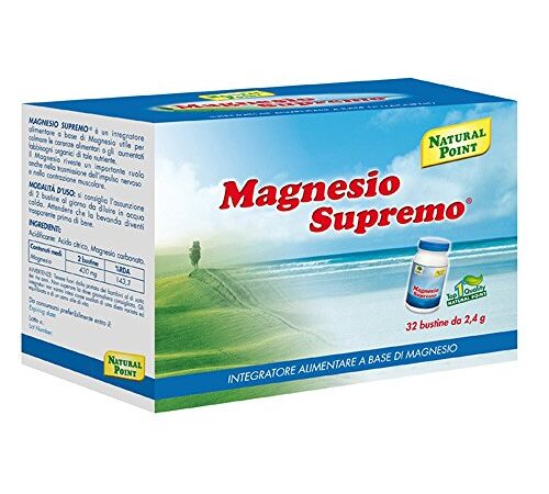 Natural Point Magnesio Supremo, Integratore Alimentare a base di Magnesio 32 Bustine, 76.8 g